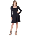 Classic Long Sleeve Flared Mini Dress