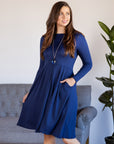 Midi Length Fit N Flare Pocket Dress
