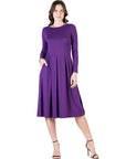 Midi Length Fit N Flare Pocket Dress