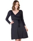 Chic V-Neck Long Sleeve Belted Dress