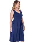 Fit and Flare Midi Sleeveless Dress with Pocket Detail