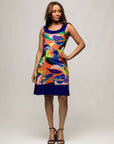 24seven Comfort Apparel Multicolor Scoop Neck Sleeveless Knee Length Dress