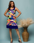 24seven Comfort Apparel Multicolor Scoop Neck Sleeveless Knee Length Dress
