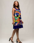 24seven Comfort Apparel Multicolor Scoop Neck Sleeveless Knee Length Dress