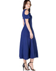Ruffle Cold Shoulder A Line Maxi Dress