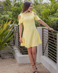 Ruffle Cold Shoulder A Line Knee Length Dress