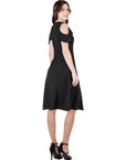 Ruffle Cold Shoulder A Line Knee Length Dress