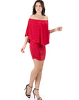 Convertible Womens Bodycon Mini Dress Ruffled Sleeve