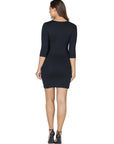 Womens V Neck Elbow Sleeve Knee Length Cocktail Dress