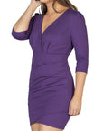 Womens V Neck Elbow Sleeve Knee Length Cocktail Dress