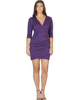Womens V Neck Elbow Sleeve Knee Length Cocktail Dress