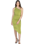 Womens One Shoulder Ruched Bodycon Dress