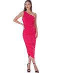 Womens One Shoulder Ruched Bodycon Dress
