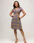 24seven Comfort Apparel Womens Floral Print Short Sleeve Knee Length V Neck Wrap Dress