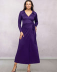 Comfortable Collared Wrap Maxi Dress