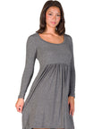 Long Sleeve Babydoll Knee Length Dress