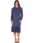 Ribbed Knit Long Sleeve Split Hem Sweater Dress