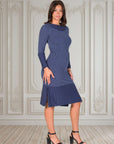 Ribbed Knit Long Sleeve Split Hem Sweater Dress