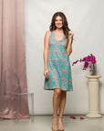 24seven Comfort Apparel Womens Teal Sleeveless Knee Length Shift Dress
