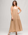 24seven Comfort Apparel Womens Lightweight Spaghetti Strap Pocket Maxi Dress
