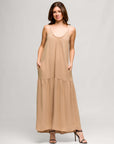 24seven Comfort Apparel Womens Lightweight Spaghetti Strap Pocket Maxi Dress