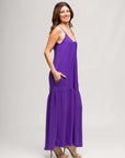 24seven Comfort Apparel Womens Lightweight Spaghetti Strap Pocket Maxi Dress