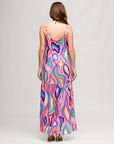 24seven Comfort Apparel Multicolor Lightweight Spaghetti Strap Pocket Maxi Dress