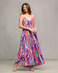 24seven Comfort Apparel Multicolor Lightweight Spaghetti Strap Pocket Maxi Dress