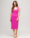 24seven Comfort Apparel Womens Fitted Sleeveless Side Slit Midi Dress