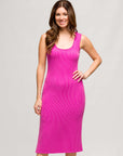 24seven Comfort Apparel Womens Fitted Sleeveless Side Slit Midi Dress