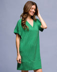 24seven Comfort Apparel Womens V Neck Loose Fit Short Sleeve Pocket T Shirt Dress