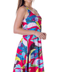 Womens Bright Pink Sleeveless Knee Length Tank Swing Dress