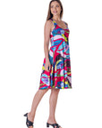 Womens Bright Pink Sleeveless Knee Length Tank Swing Dress