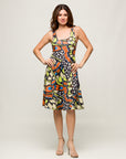 24seven Comfort Apparel Womens Butterfly Print Sleeveless Knee Length Tank Swing Dress