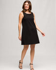 24seven Comfort Apparel Womens Solid Color Sleeveless Mini Shift Dress