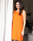 24seven Comfort Apparel Womens Solid Color Sleeveless Mini Shift Dress