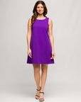 24seven Comfort Apparel Womens Solid Color Sleeveless Mini Shift Dress