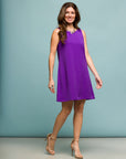 24seven Comfort Apparel Womens Solid Color Sleeveless Mini Shift Dress