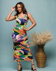 24seven Comfort Apparel Multicolor Womens Razorback Tank Casual Maxi Dress