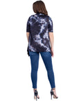 Tie Dye Elbow Sleeve Open Front Cardigan
