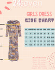 24seven Comfort Apparel Brown Fall Print Girls Long Sleeve Side Slit Maxi Dress