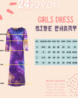 24seven Comfort Apparel Purple Tie Dye Girls Long Sleeve Side Slit Maxi Dress