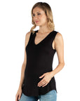 V Neck Maternity Tunic Tank Top with Round Hemline