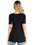 Quarter Sleeve Maternity Tunic Top with Button Detail