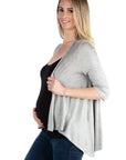 Elbow Length Sleeve Maternity Open Cardigan