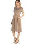 Maternity Midi Dress with Short Sleeve and Pocket Detail