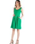 Sleeveless Pleated Maternity Dress with Pockets