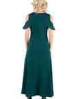 Ruffle Cold Shoulder A Line Maternity Maxi Dress