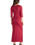 Floral V-Neck Side Slit Maternity Maxi Dress