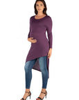 Long Sleeve Asymmetrical Maternity Tunic Top